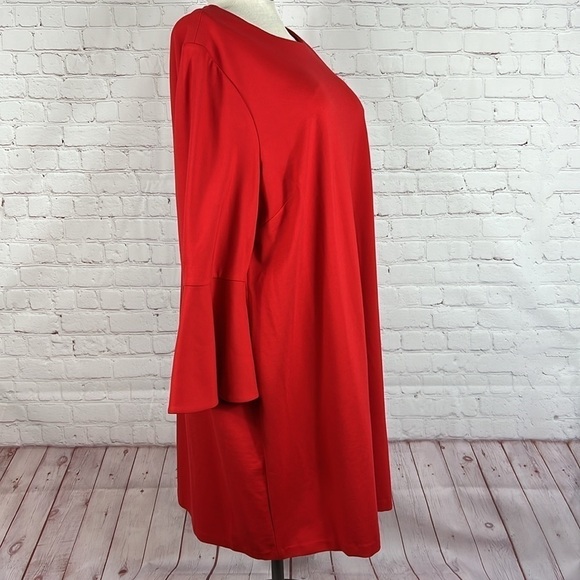 The Limited Collection Women’s Red Ponte Long Bell Sleeve Dress Plus Size 3X - Picture 6 of 10